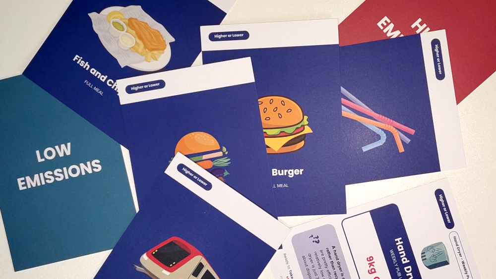 Game cards for higher lower